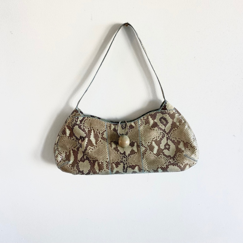 Nancy Gonzalez Genuine Python Skin Shoulder Bag Turquoise Snakeskin Luxury NEW